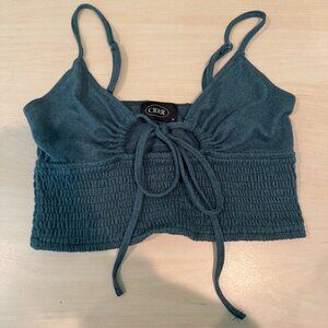 Cider Turquoise Blue Green Spaghetti Strap Tank Top w/ Keyhole Tie Size Small